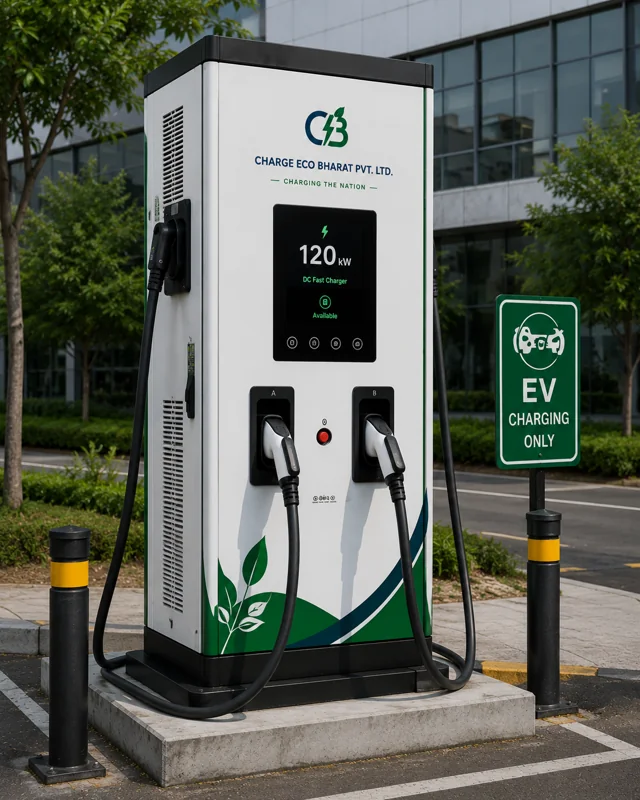 120kW DC ultra fast charger with Charge Eco Bharat branding
