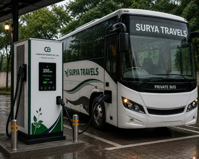 350kW DC Ultra Fast Charger connected to a private electric coach bus
